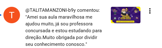 Captura de tela de comentário espontâneo de aluno do Memorizando a Pedagogia, depoimento 2