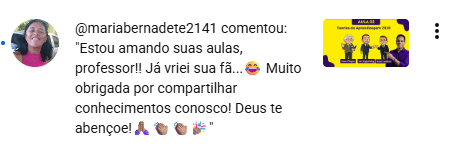 Captura de tela de comentário espontâneo de aluno do Memorizando a Pedagogia, depoimento 4