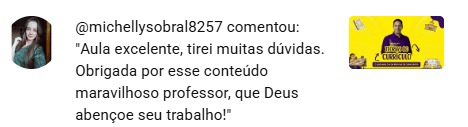 Captura de tela de comentário espontâneo de aluno do Memorizando a Pedagogia, depoimento 7