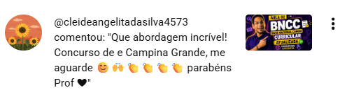 Captura de tela de comentário espontâneo de aluno do Memorizando a Pedagogia, depoimento 8